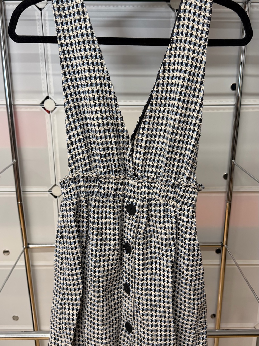 Zara Black & White Houndstooth Pinafore Dress